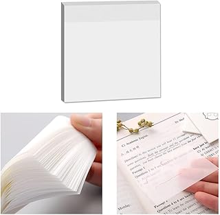 50pcs Transparent Sticky Notes Self-Stick Note Pads, Transparent Self Adhesive Removable Transparent Notes Perfect for Studying and Writing in Text Books，Apply to Office, School (75*75mm)