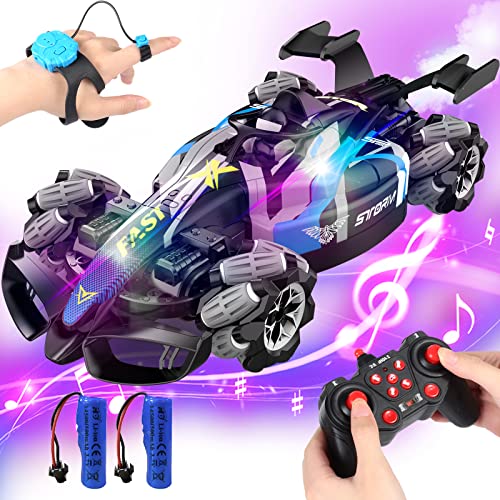 VanSmaGo Remote Control Car, 1:14 Scale 4WD F1 Race Car, 2.4GHz RC Stunt Drift Cars Toy with Gesture Sensing,360° Rotation, Lights, Music & Steam Spray, for Kids Age 6-12 Year Old