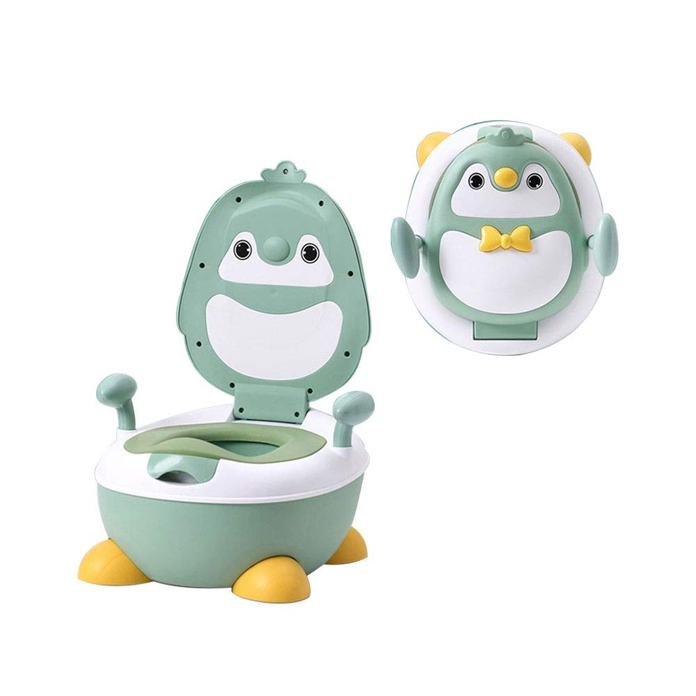 CATRP Kinder-Toilette Kinder Jungen Und Mädchen Potty Training Stuhl-Sitz Tier Potty Weich Gepolstertes Mit Griffen Netter (Color : Green Soft pad)