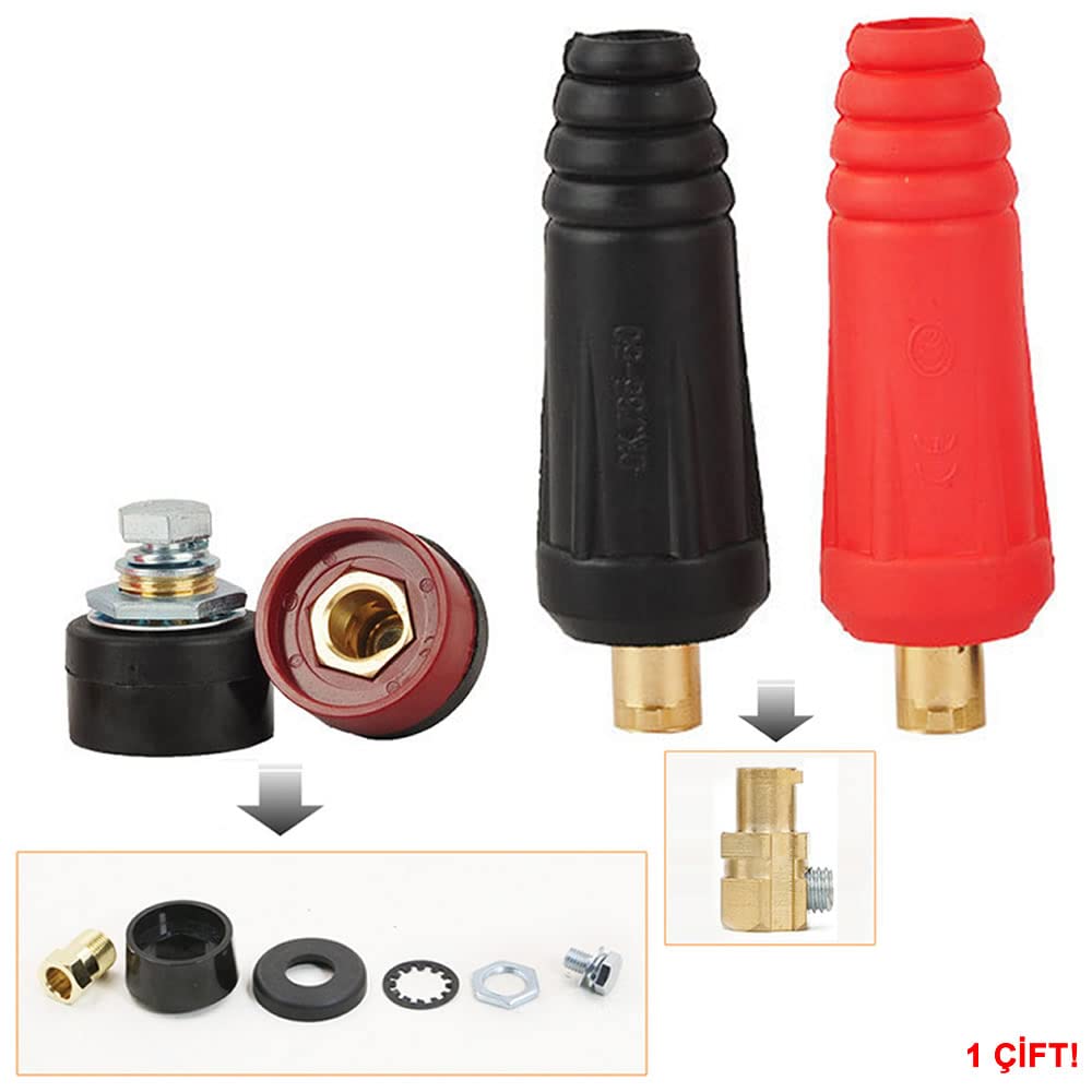 DKJ10-25 200A Konnektör Çift 10-25mm2 Kablo Yüksek Akım Kilitli Panel Tip Konnektör Kaynak Makinesi Hızlı Bağlantı Elektrik Montaj Soketi Mig Tig Mma