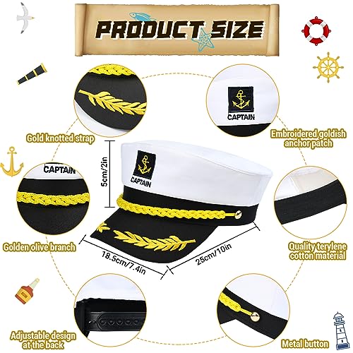 Matiniy 4Pcs Yacht Captain Sailor Costume Set IncludeHat Sailor Cap Sunglasses and Scarf for Adults Halloween Party Dress Up