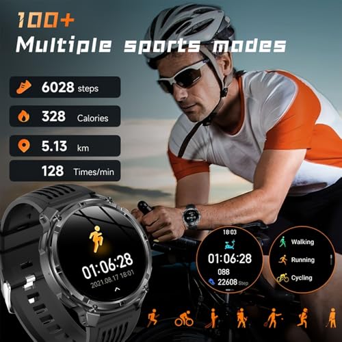 Image of Shyenah HT-Venture (HT33) Military Grade Sports Adventure Smartwatch with Compass,Flashlight, HD Voice Calling, Big 1.7 inch IPS HD Display, IP68, Heart Rate, SPO2, Huge 1100mAh Battery (Black)