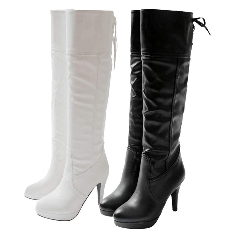 Damen Overknee Stiefel Plateau Stiletto 9,5cm