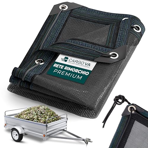 CargoVA Rete a maglia fine 1,5x2,5m - Rete di copertura nera a maglia fine con corda elastica - Per una protezione ottimale del carico