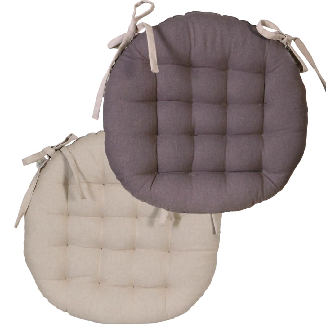 Atout Ciel - Juego de 6 Almohadillas de Silla Redondas, Bicolor (40 cm, Color Gris y Antracita)