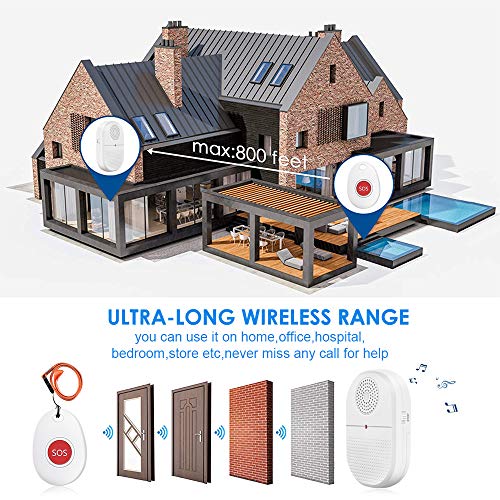 ChunHee-Wireless-Caregiver-Pager-Call-Button-Nurse-Alert-System-Call-Bell-for-HomeElderlyPatient-Emergency-Vibration-Pager-1-Transmitter1-Receiver800Feet-Operating-Range