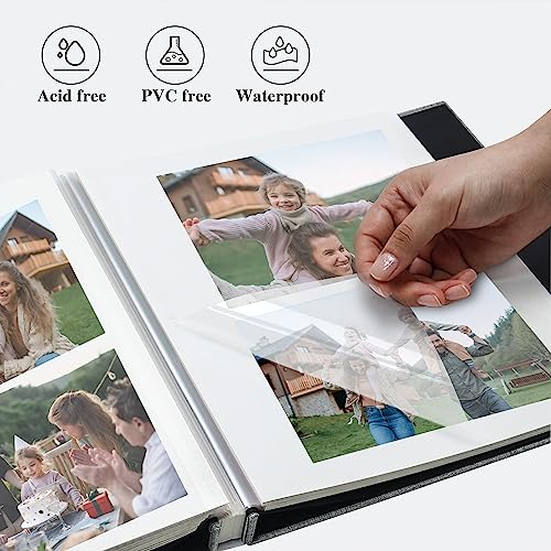 Image of Vienrose Self Adhesive Photo Album 11 inchx10.6 inch - 40 Pages Scrapbook Album for 4x6, 8x10 Pictures - Linen Cover - Grey