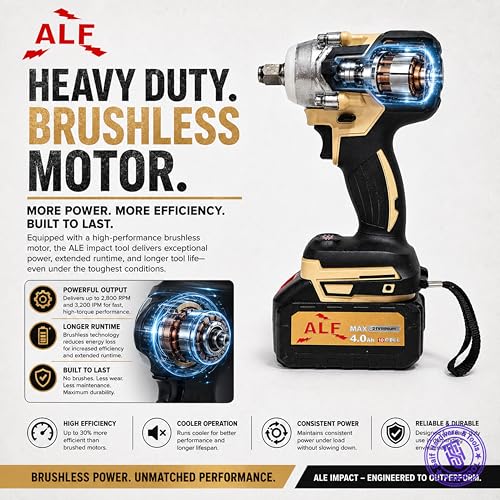 Image of ALF 4-in-1 Cordless Impact Wrench /Driver Drill 4.0Ah 21V, 850Nm Torque, 2x4.0Ah Li-ion Batteries, Variable Speed, LED Light | 30-Piece Kit of Sockets & Bits, Fast Charger & Carry Case. (4.0Ah 21v)