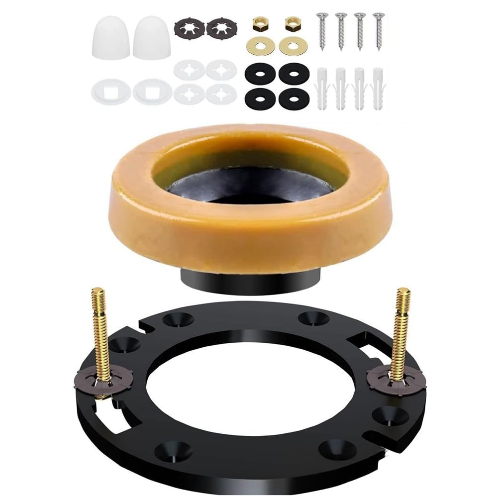 Littimoon Toilet Wax Ring Kit with Reinforced Flange&Bolts-Leak-Proof,Easy Installation Includes Mounting Hardware (Wax Ring Kit)