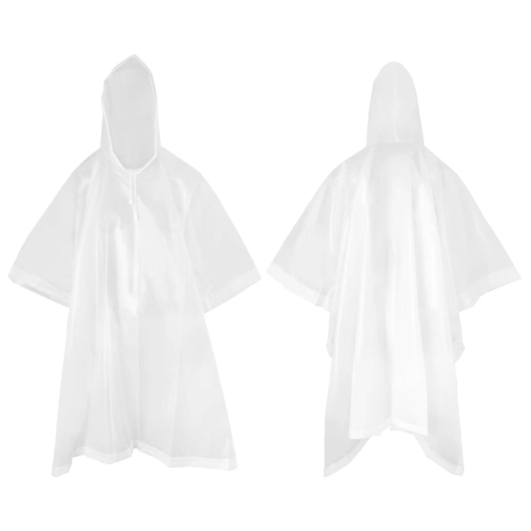 Kcmell Unisex White Rain Poncho For Adult, 2 Pack Portable Waterproof Rain Ponchos For Women And Men, Reusable Eva Raincoat Emergency Rainwear With Hood For Hiking, Traveling, Outdoor Activities