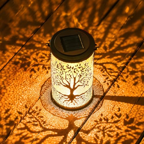Tree of Life Solar Lanterns Outdoor Waterproof, Mother's Day Birthday Christmas Gifts for Women Mom Grandma, Hanging Solar Lantern Decorative Lights for Garden Yard Patio Pathway Landscape