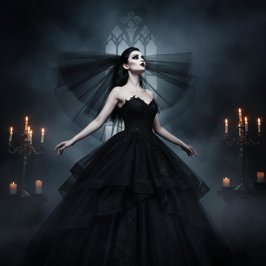 Black Lace Veil Bridal Wedding Veils Creative Cathedral Tulle Sheer Wedding Veil With for Brides Bachelorette - Image 6