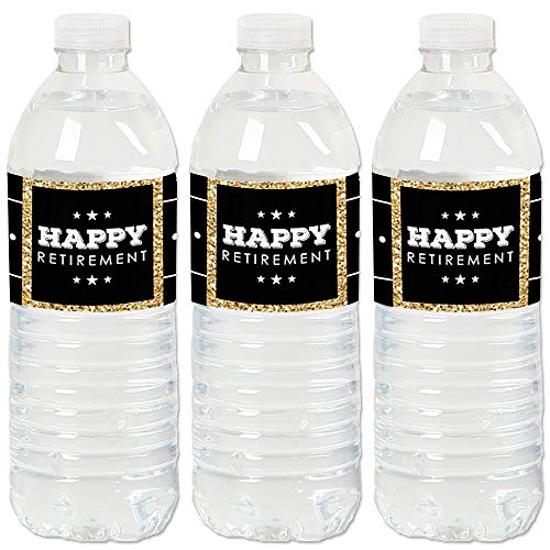 Big Dot of Happiness Happy Retirement - Retirement Party Water Bottle Sticker Labels - Set of 20