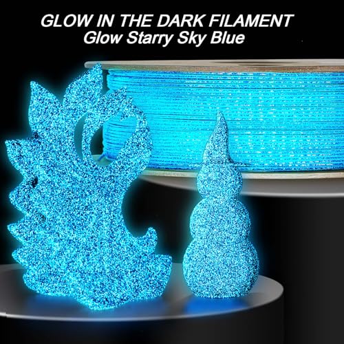 Image of YOUSU 3D Printer Filament, Glow in The Dark PLA Filament 1.75mm, Black Filament with Glow in The Dark Blue Starry Sky 1kg(2.2lbs)