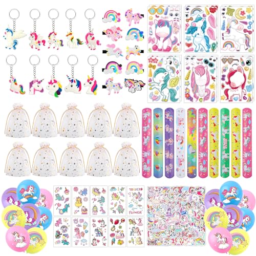 UYUYong 178 Piezas Cumpleaños Unicornio Regalo de Fiesta, Unicornio Party Mitgebsel Kindergeburtstag Piñata Unicornio Regalo Niña con Pulseras Bofetada Pinza de Pelo, para Eventos Temática Unicornio