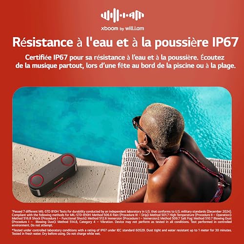 LG xboom Grab Enceinte Bluetooth sans Fil Mini Enceinte Bluetooth Étanchéité IP67 Autonomie de 20h Compatible avec Google Siri Alexa - vue 6