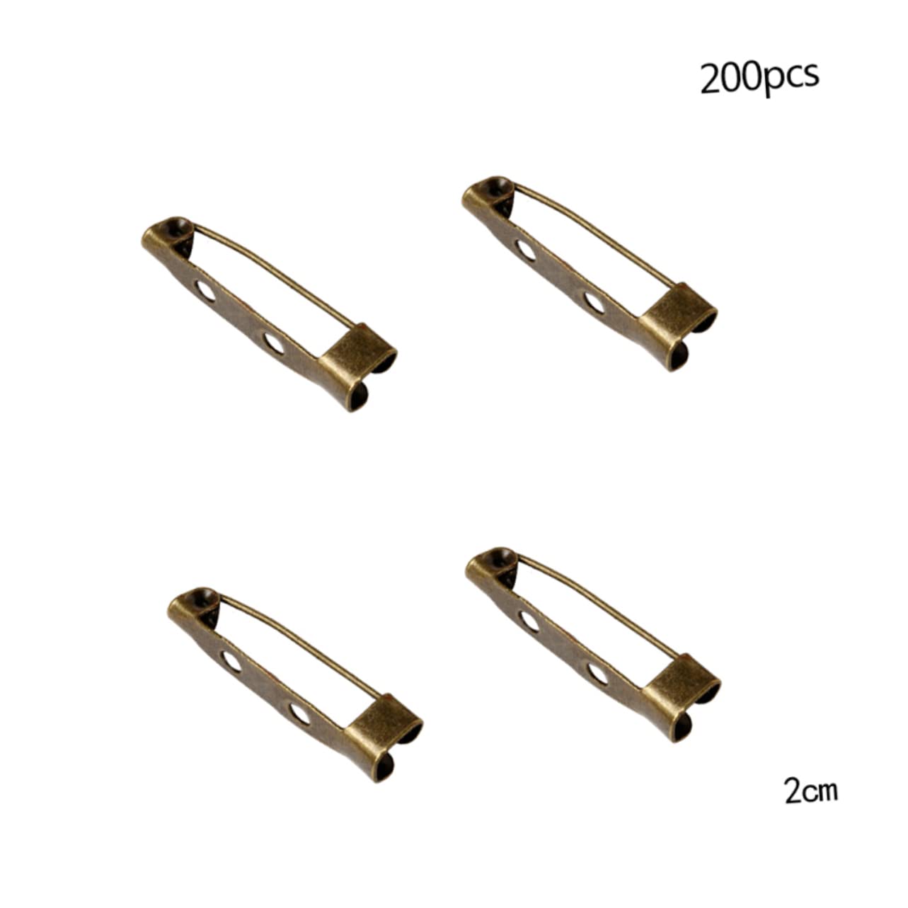 FONDOTIN 200Pcs Bronze Clasp Brooch Pin Backs with Holes for DIY Crafts Safety Fasteners for Jewelry Making Durable Material for Badges and Corsages
