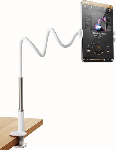 Miniatura 1 de Soporte para tableta de cuello de cisne para cama, soporte ajustable para tablet para escritorio, soporte de brazo largo flexible para lectura