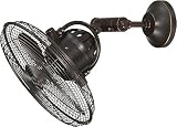 Craftmade BW414AG3 I Bellows IV Collection 16 Inch Oscillating Outdoor Patio Wall Mount Fan I Aged Bronze Finish I Three Speed Reversible Motor with Wall Control I