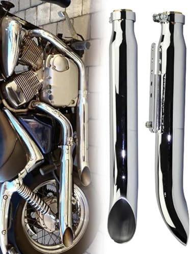 GXQFF 1 Paar Auspuff Schalldämpfer Motorrad Für Harley Und Suzuki VL 125/800/1500 Intruder Bobber, Chrom, Verjüngt, Drehen Heraus, Eisen, Zubehör-Chrome