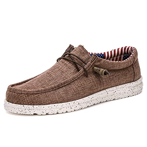 Mocassins Homme Chaussures en Toile Léger Mode Chaussures Bateau Respirant Loafers Confort Chaussures de Conduite Souples Plats Flâneurs Chaussures Décontractées EU40-48 Cover