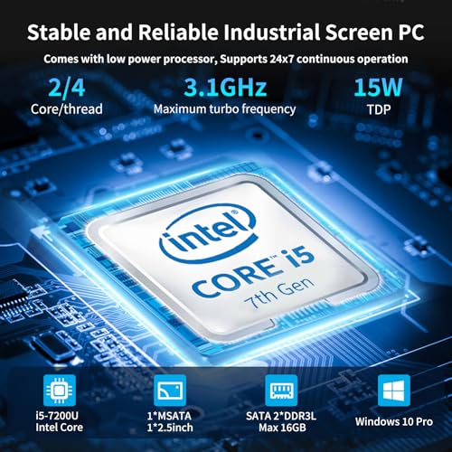 Image of Industrial Embedded Panel PC, 10 Point Capacitive Win10 Pro Industrial Touch Screen Panel Computer, IP65 All-in-One Computer with 1xRS485, 5xRS232, I5 7200U, 17 Inches, 8GB RAM+256G SSD
