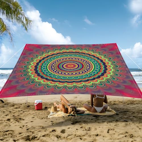 Morbuy Sonnensegel Wasserdicht Rechteckig mit Ösen und Seil, 3D Mandala Druck Sonnensegel Sonnenschutz Windschutz Polyester Stoff für Garten Terrasse Balkon, Camping (Bunt,150x150cm)