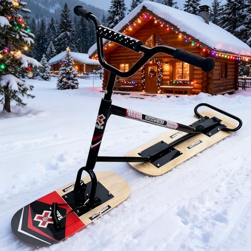 pedenencelia Patinete De Nieve Profesional (2026) con Diseño De Doble Hoja Y Dirección Ágil De 360°, Soporta 150 Kg, Ideal para Disfrutar En La Nieve En El Patio Y Fuera De Pista B