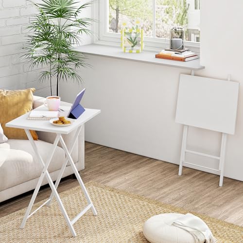 image for HOOBRO Folding TV Tray Tables, Set of 2 Stable Snack Table for Small S