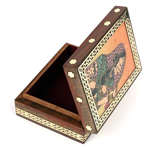 Image of Wood Rectangular Gemstone Jewellery Box (3.25 x 4.25 x 1.5 inch, Brown)