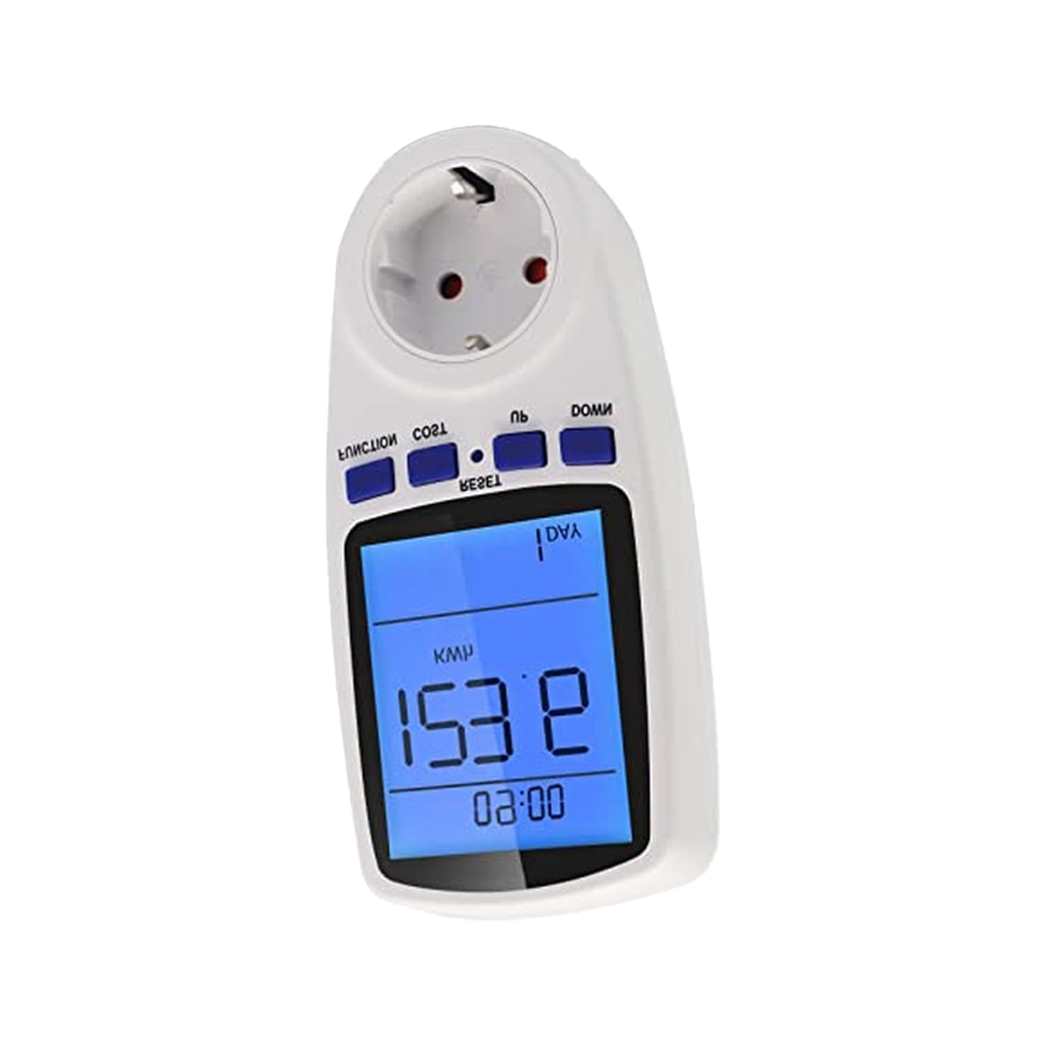 Glowster Misuratore di consumo elettrico ricaricabile con display LCD retroilluminato e protezione da sovraccarico. Ottimizza la tua energia e riduce il costo dell'elettricità.
