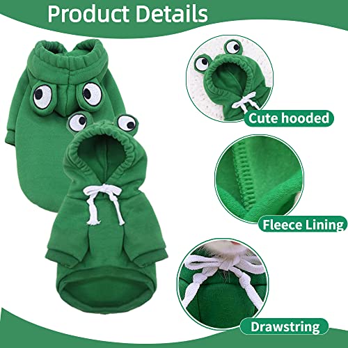 Dog Frog Hoodie Sweatshirts Puppy Sweaters For Small Dogs Boy Girl For 1Lb To17.6Lb Dogs - Winter Fall Dog Clothes For Chihuahua Doggie Pet Cat Warm Fleece Coat Outfit (Frog + Elk + Heart, X-Small) #TOP4