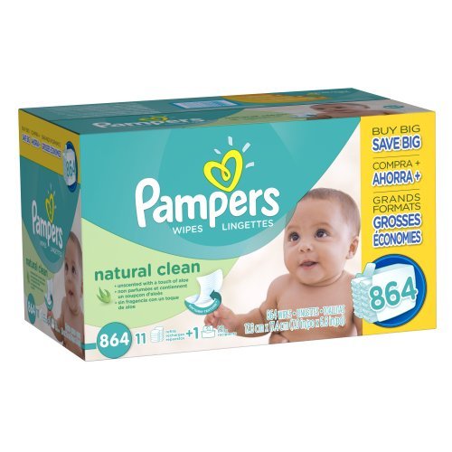 Pampers Natural Clean Wipes, 1 box of 864 Wipes