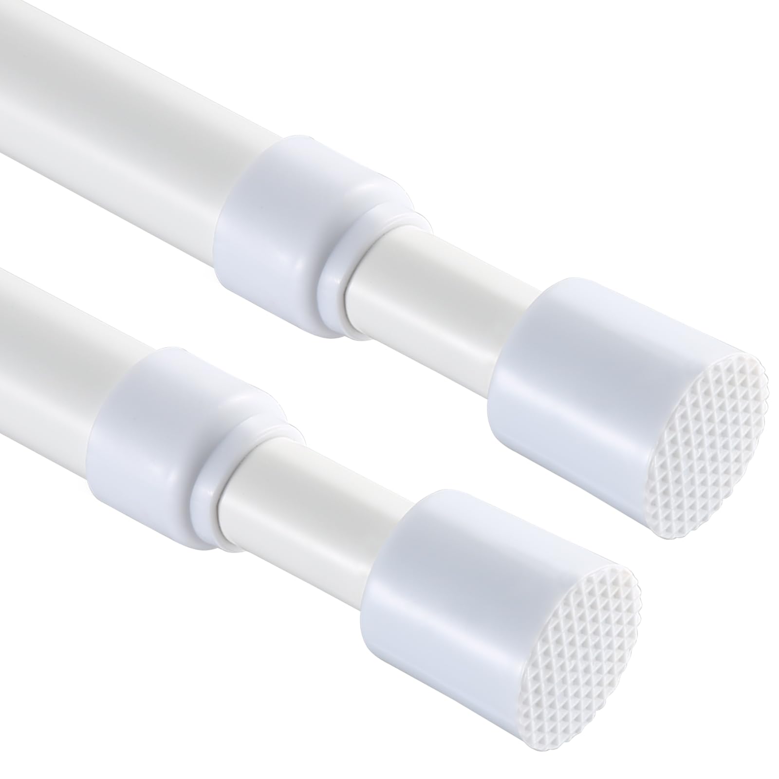 2 Pcs Tension Rod, OEH Tension Curtain Rod, No Drilling Rustproof Tension Rods for Windows 22 to 35 inch, Small Tension Rod, Adjustable Tension Rods for Closet, Windows, Kitchen, White (22-35 inch)