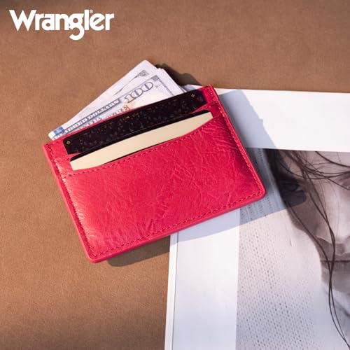 Image of Montana West X Wrangler Card Wallets for Women RFID Blocking Minimalist Pink Card Holder Womens Small Pocket Wallet