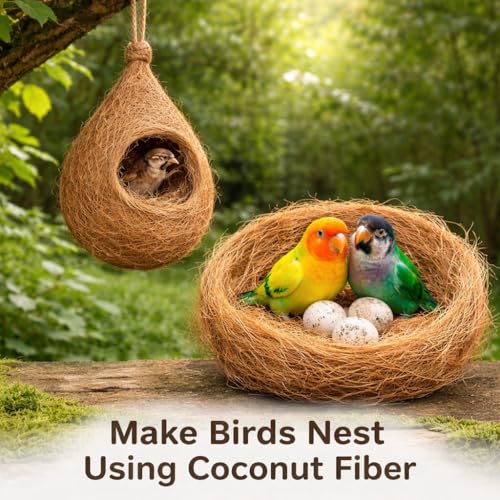 Image of Myla Organics (1KG) Natural Coconut Fiber (Coco Fiber) for Plants & Bird Nest | Coir Fiber for Gardening & Bird Nesting Material | Organic, Chemical-Free, Eco-Friendly Coco Coir Fiber- (Pack of 1kg)