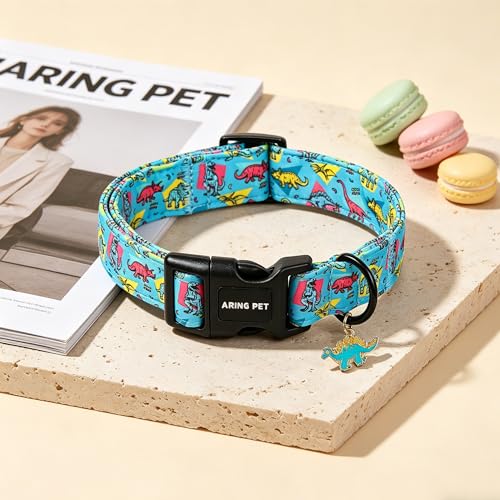 Image of ARING PET Boy Dog Collar for Puppy Small Medium Large Dogs-Blue Dinosaur XS