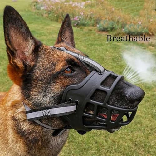 Focinheira de Segurança Respirável para Cães, com Faixa Refletiva, Ajustável, Material TPR e Nylon,