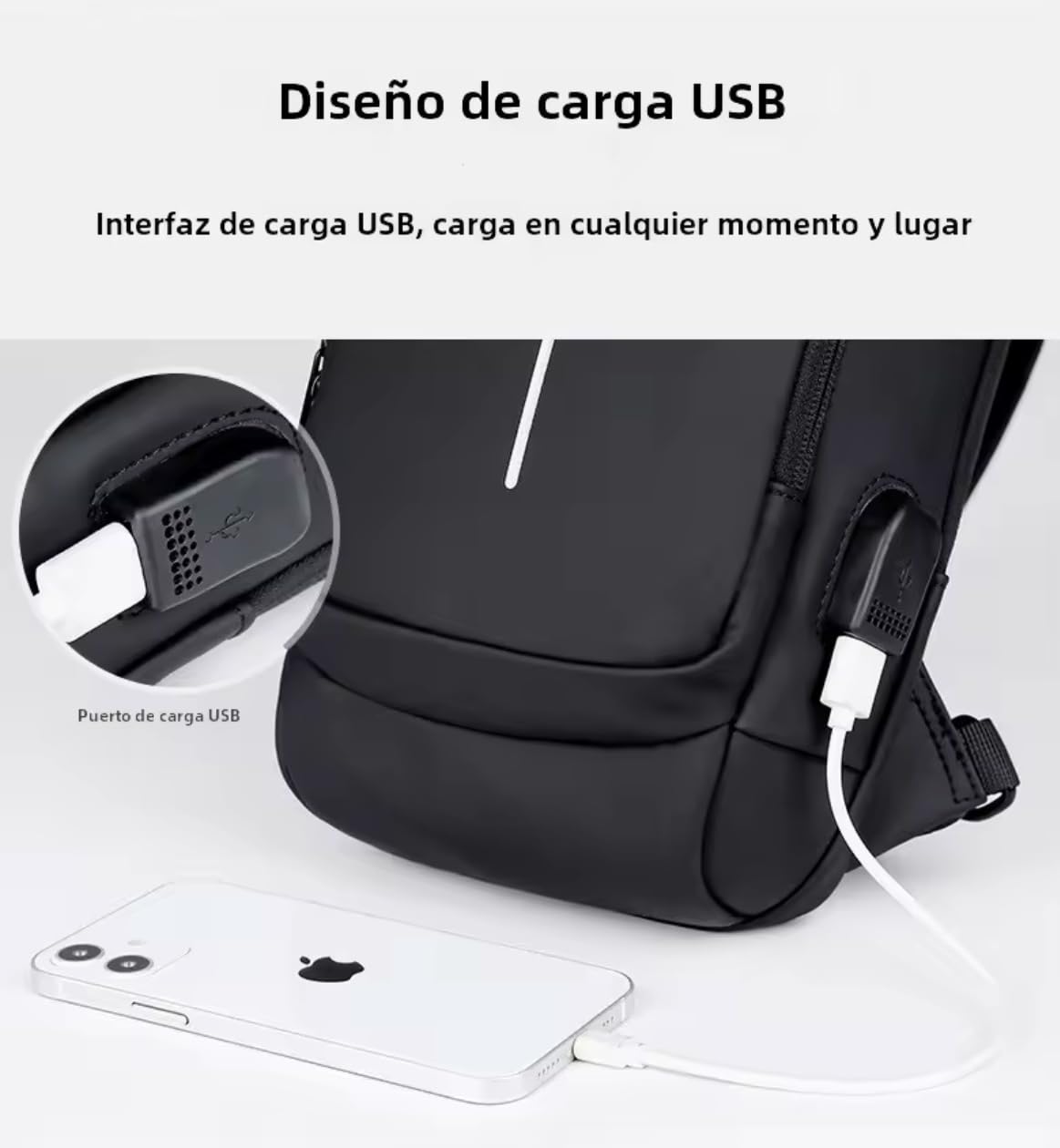 Genérico Bolso Cruzado Antirrobo para Hombre con Puerto USB, Impermeable, Ideal para Viajes, Ciclismo y Uso Diario