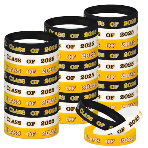 Hxezoc 30pcs Class of 2025 Wristbands Silicone Leavers Bracelets School Leavers Gifts for Grads Primary School P7 Year 6 11 Students from Teacher Graduation Party Supplies