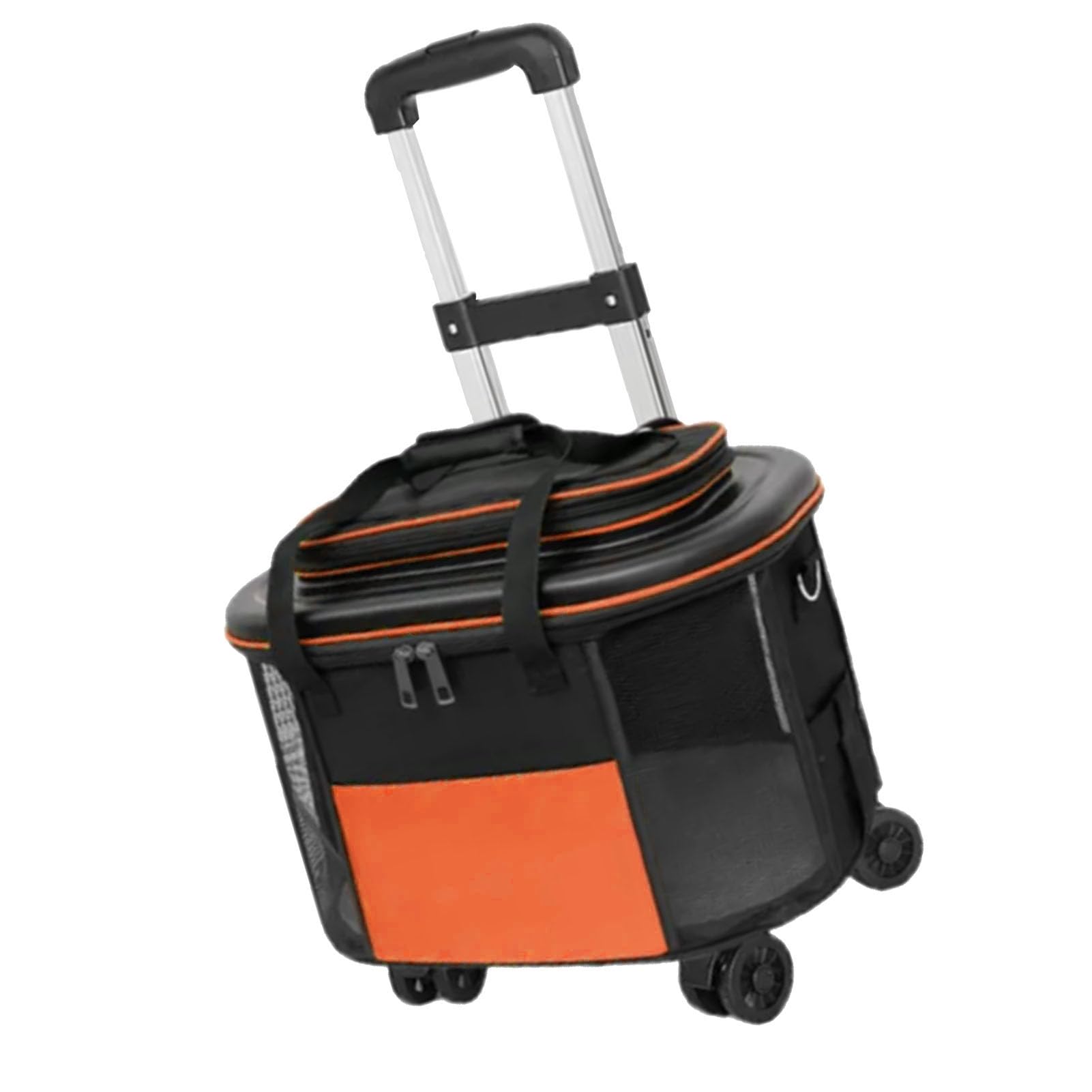 Alomejor Transportín con Ruedas para Mascotas, Resistente y Transpirable, con Ruedas para Viaje, Maleta de Tela Oxford para Perros y Gatos (Orange)