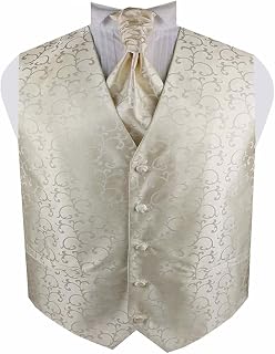 3pcs Men's Microfiber Swirl Wedding/Tuxedo Waistcoat+Hankie+Ascot tie