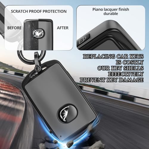 Image of For Mazda Key Fob Cover Accessories, Matte TPU Material, With a Cute Leather Keychain, for 2019-2025 Mazda 3,2020-2026 CX-5, CX-30, CX-9，CX-50