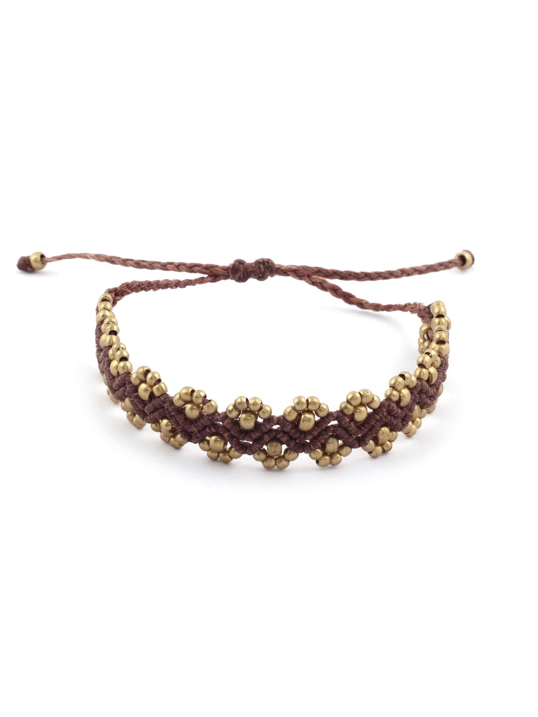 El Regalo 1 PC Boho Macramé Adjustable Brass Bead Anklet for Girls & Women- 1 Leg Fashion Barefoot Anklets (Brown) (B09SQ372GM) Amazon Price History, Amazon Price Tracker