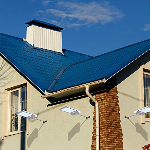 Image of Epyz Solar Gutter Lights Wall with Mounting Pole, 36 LED Outdoor Solar Motion Sensor Detector Lights, Waterproof Exterior Security Lights, 4 Working Mode for Barn, Porch, Garage (Pack of 1, White)