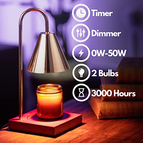 Flickerfragrance Candle Warmer Lamp - Adjustable Dimmer And Timer (Rose Gold) #TOP2