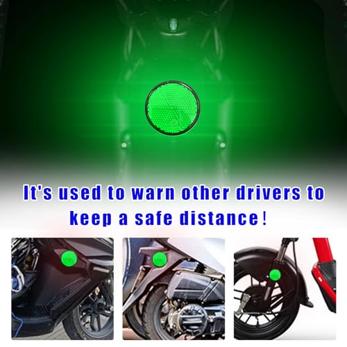 Image of Dickno 2 PCS M6 x 1.0 Motorcycle Reflectors, Plastic Screw Mount Reflective Warning Reflector, Universal Motorbike Rear Safety Reflectors for Motorcycle, Bicycle, Scooter (Round Green)