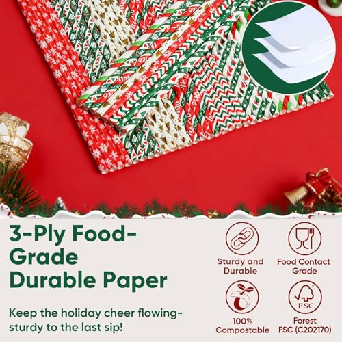 Haundry 100 pitillos de papel navideños biodegradables miniatura 3