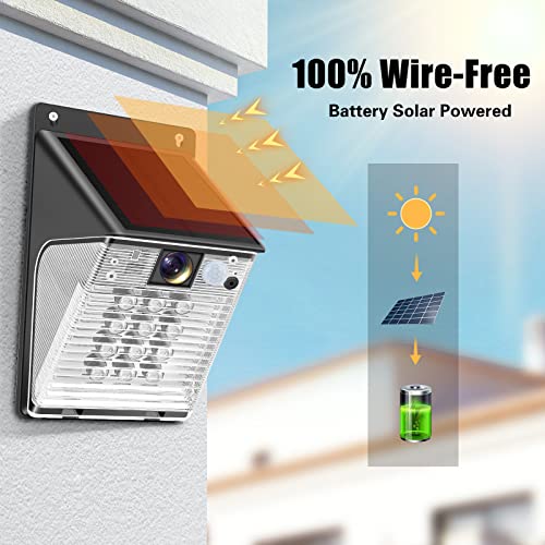 Solar Security Camera Wireless Outdoor 12 Floodlight Camera 1080P Color Night Vision Ip66 Waterproof Camera For Home Security, 2.4Ghz Wifi, Pir Motion Detection, 2-Way Audio, Support Cloud And Sd Card #TOP1