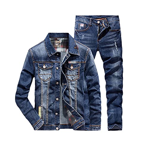 Ensemble Deux Pièces Denim Homme avec Veste Déchirée et Jean Punk